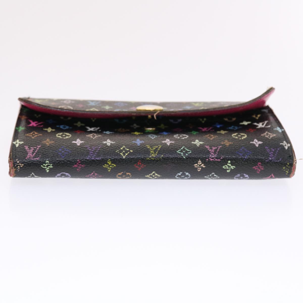 LOUIS VUITTON Multicolor Portefeuille Sarah Wallet Black M93747 LV Auth 50825