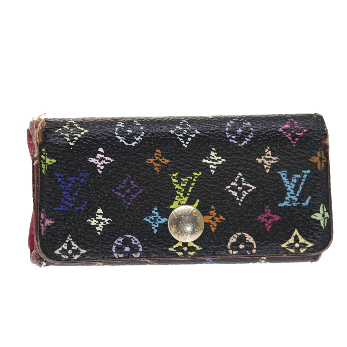 LOUIS VUITTON Monogram Multicolor Multicles 4 Key Case Black M60044 Auth 50827