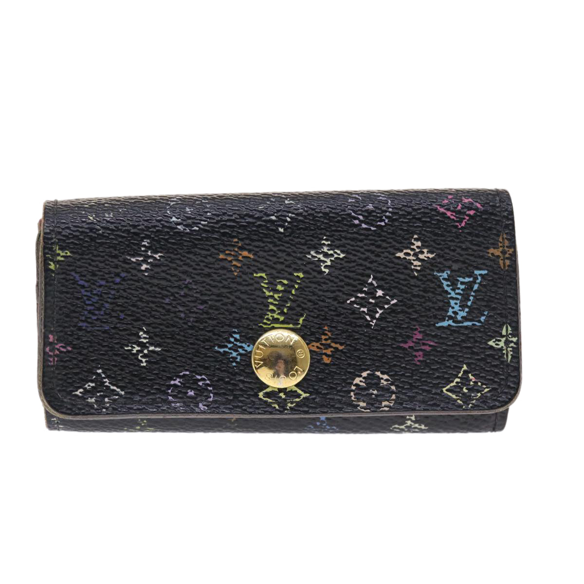 LOUIS VUITTON Monogram Multicolor Multicles 4 Key Case Black M60044 Auth 50828