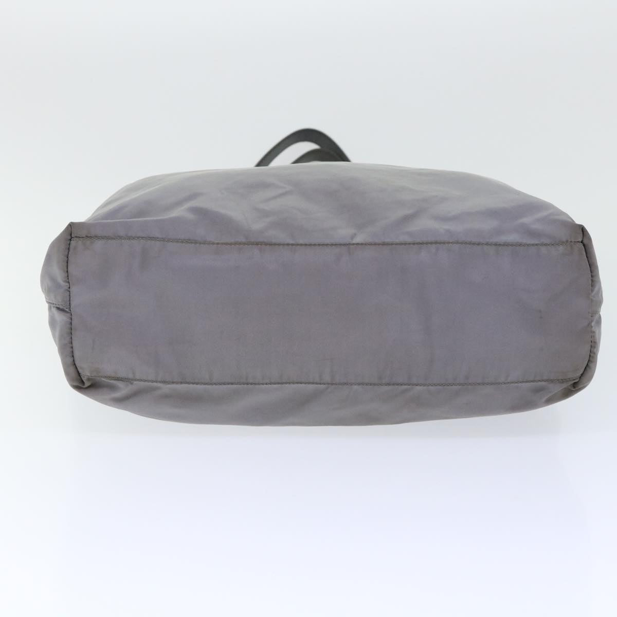 PRADA Shoulder Bag Nylon Leather Gray Auth 50836