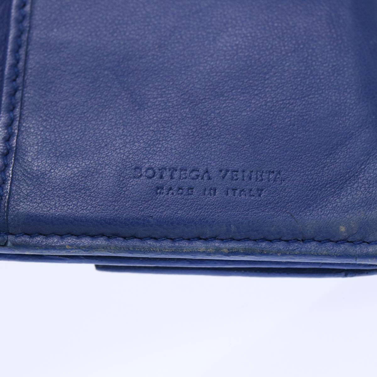 BOTTEGA VENETA INTRECCIATO Long Wallet Leather Blue Auth 50841