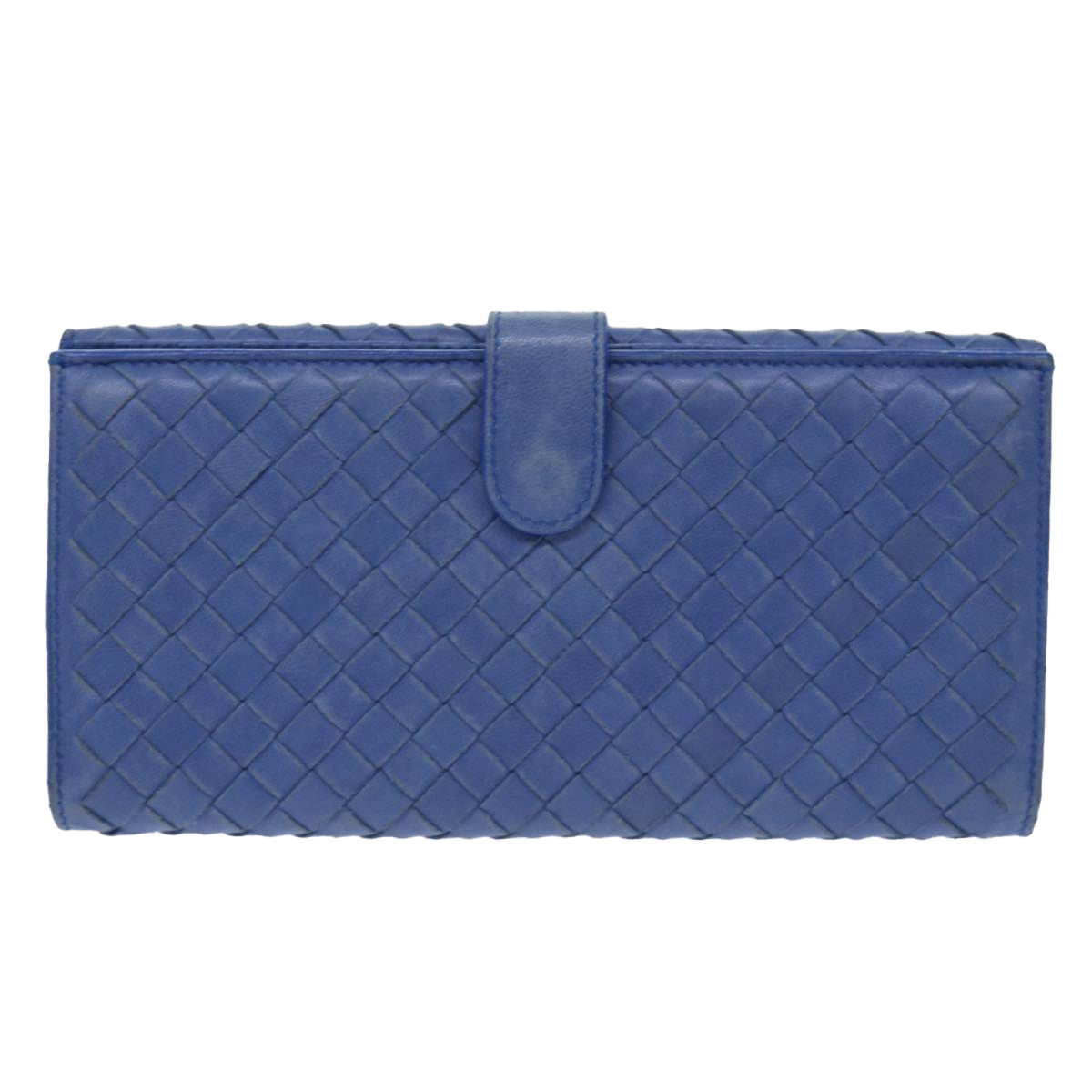 BOTTEGA VENETA INTRECCIATO Long Wallet Leather Blue Auth 50841 - 0