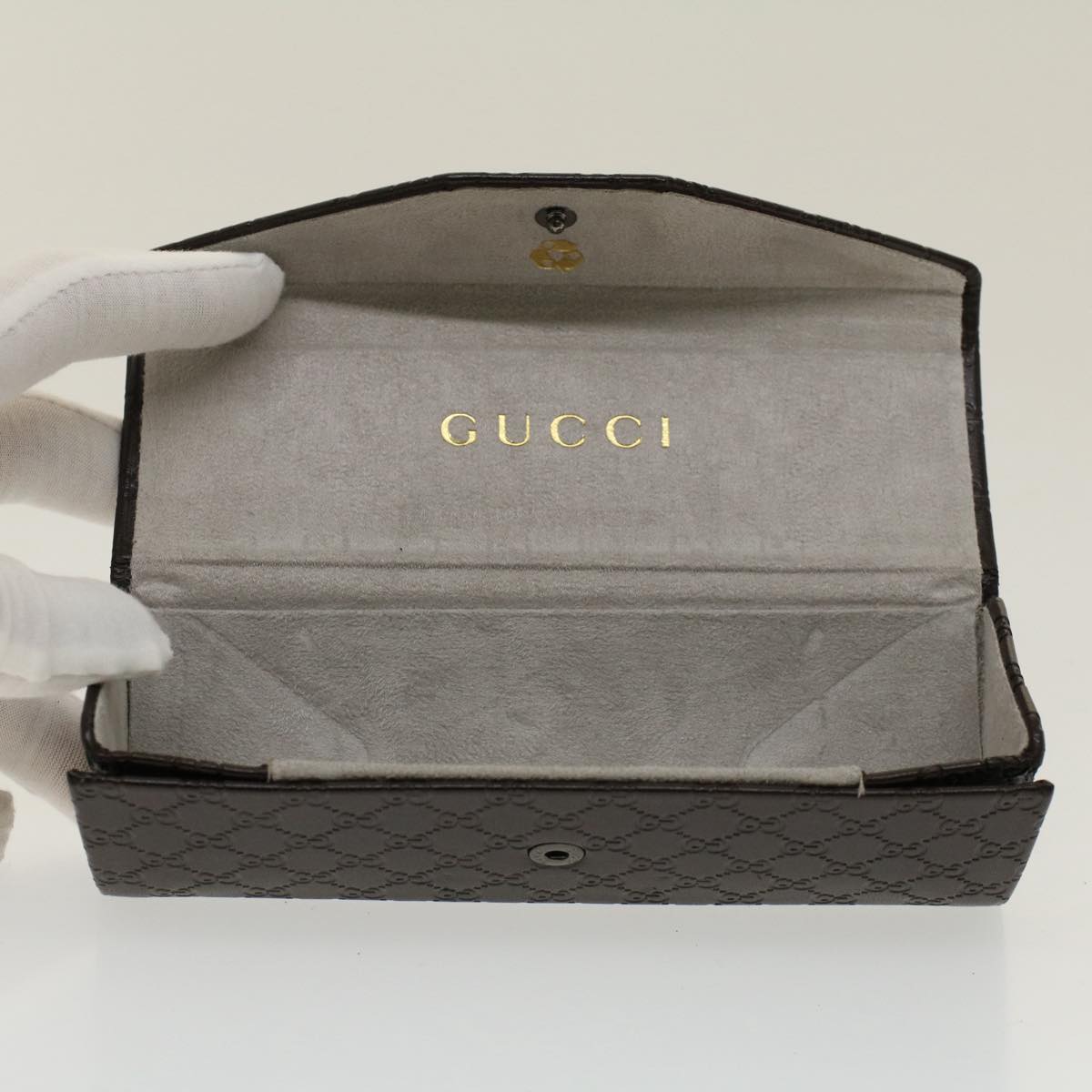 GUCCI Micro GG Canvas Guccissima Glasses Case Black Auth 50846