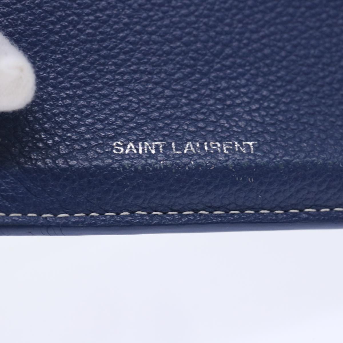 SAINT LAURENT Coin Purse Leather Blue Auth 50847