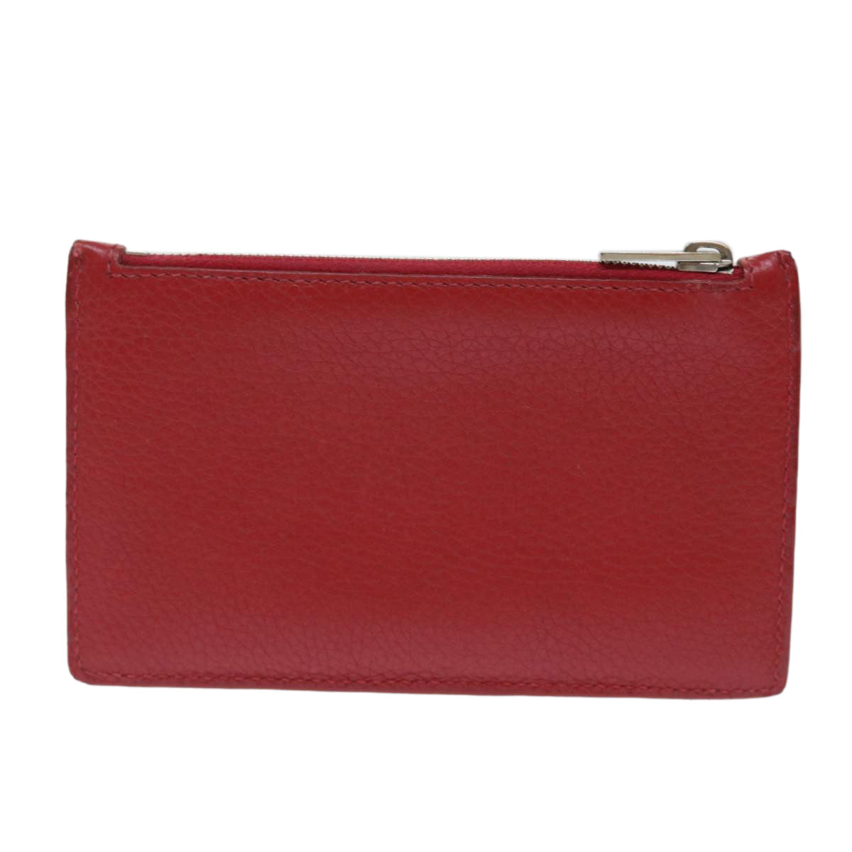 CELINE Coin Purse Leather Red Auth 50848