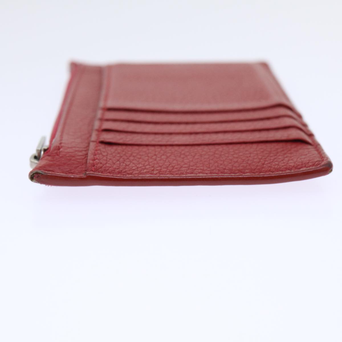 CELINE Coin Purse Leather Red Auth 50848
