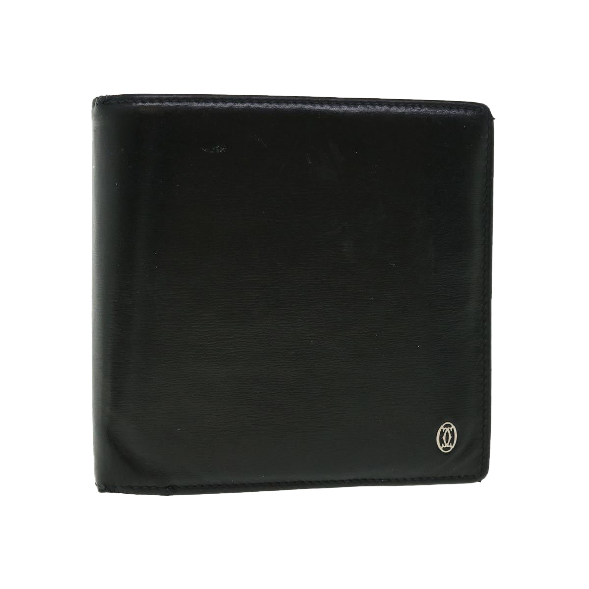 CARTIER Wallet Leather Black Auth 50851