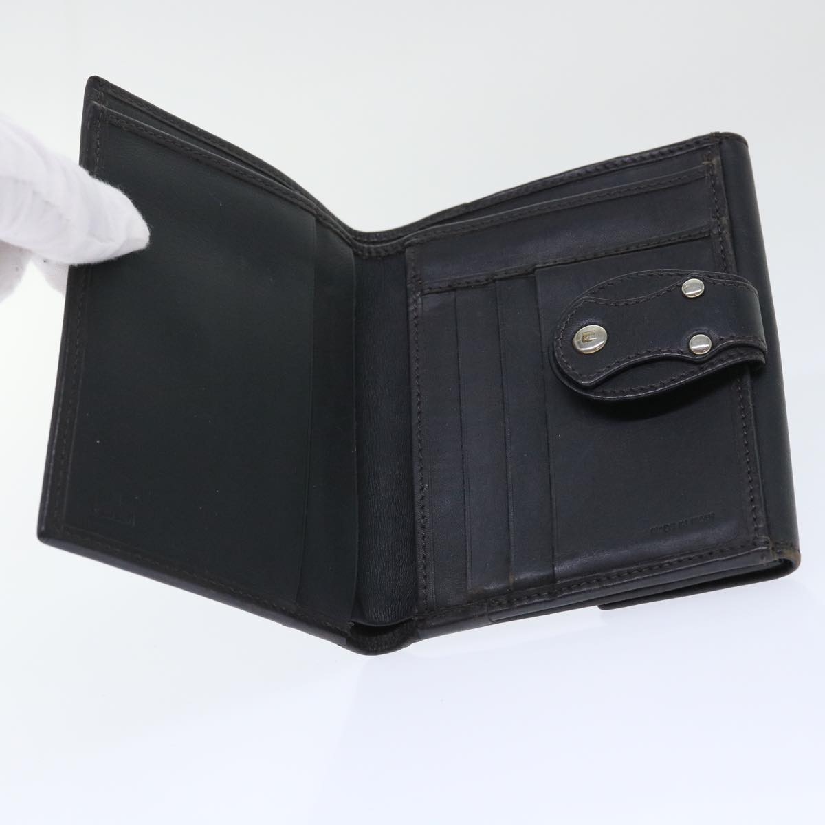 FENDI Zucca Canvas Wallet Black Brown Auth 50855