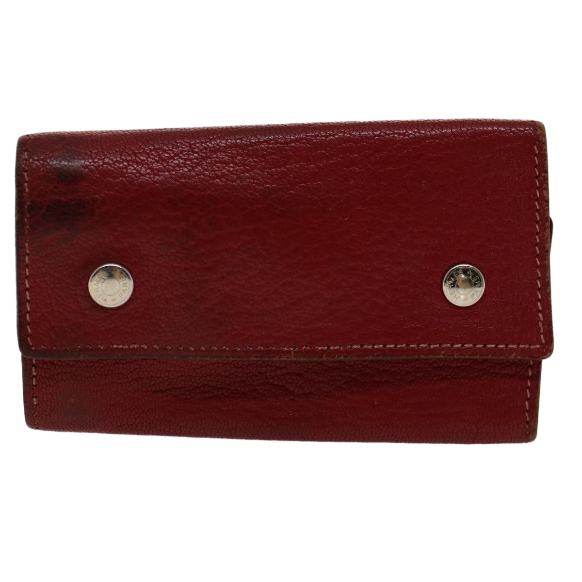 HERMES Key Case Leather Red Auth 50857 - 0