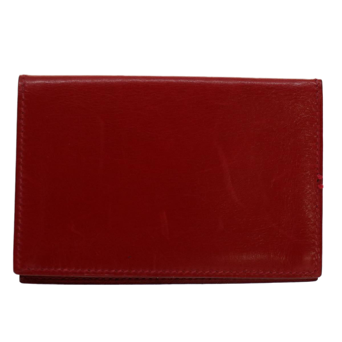 HERMES Card Case Leather Red Auth 50858