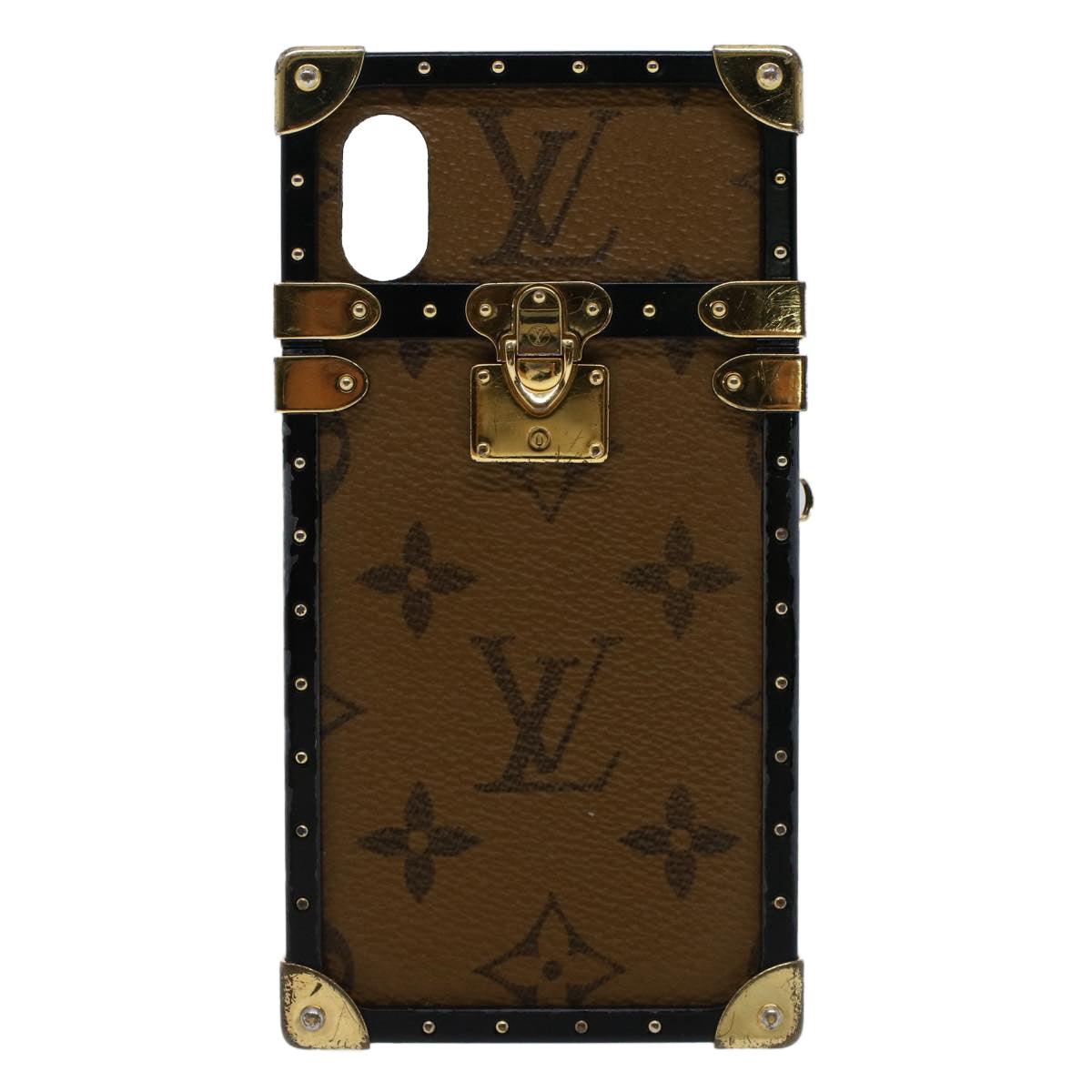 LOUIS VUITTON Monogram Reverse Eye Trunk iPhoneX Case M62619 LV Auth 50866