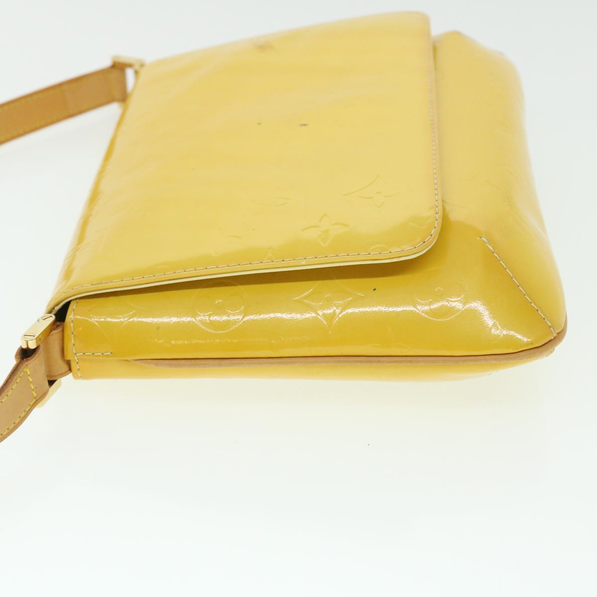 LOUIS VUITTON Monogram Vernis Thompson Street Bag Lime Yellow M91071 Auth 50950