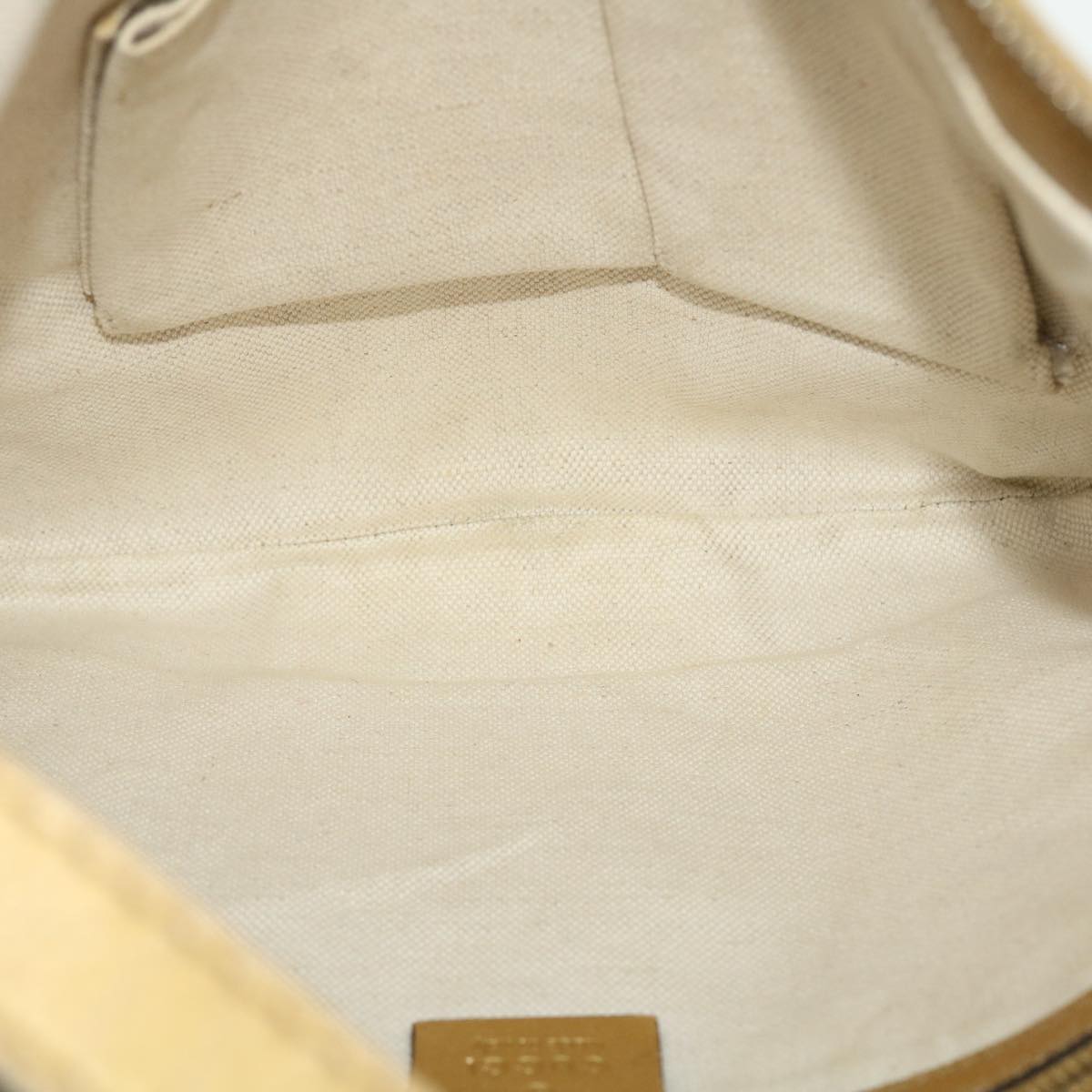 GUCCI GG Canvas Shoulder Bag Leather Beige Gold 257072 498879 Auth 50995