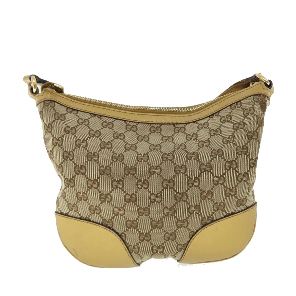 GUCCI GG Canvas Shoulder Bag Leather Beige Gold 257072 498879 Auth 50995 - 0