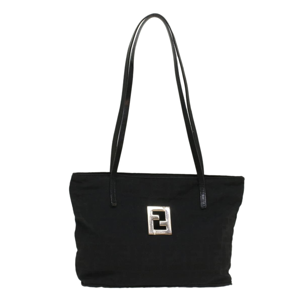 FENDI Zucca Canvas Shoulder Bag Black Auth 51038