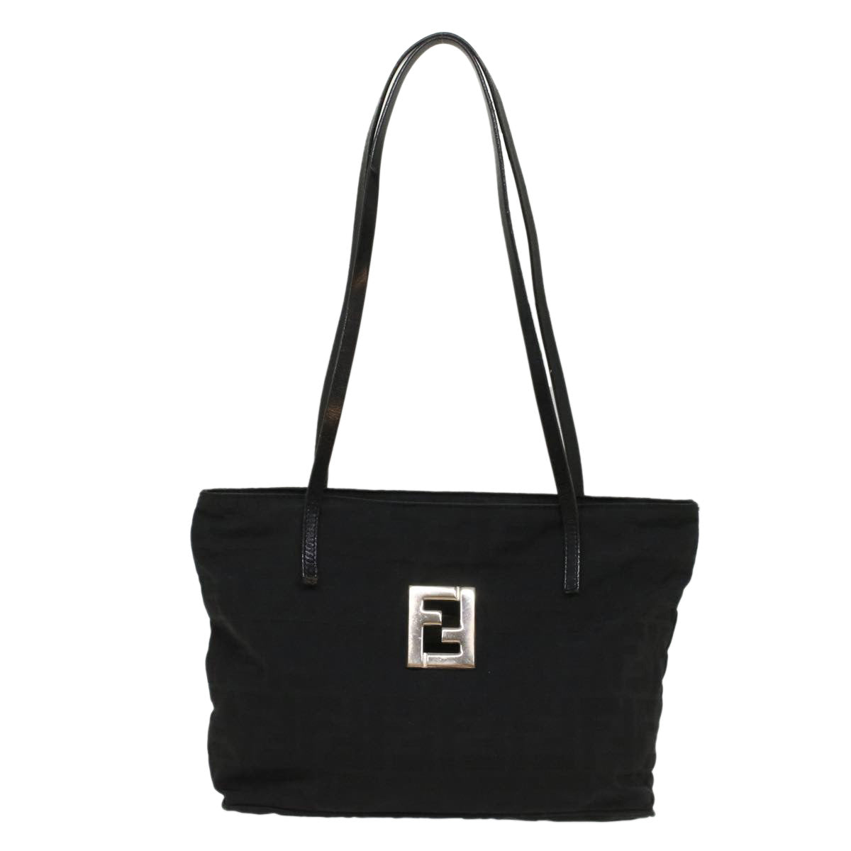 FENDI Zucca Canvas Shoulder Bag Black Auth 51038