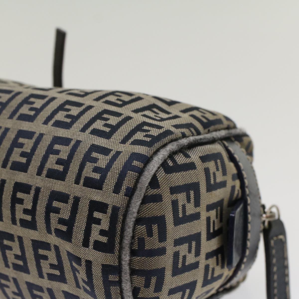 FENDI Zucchino Canvas Hand Bag Navy Auth 51041