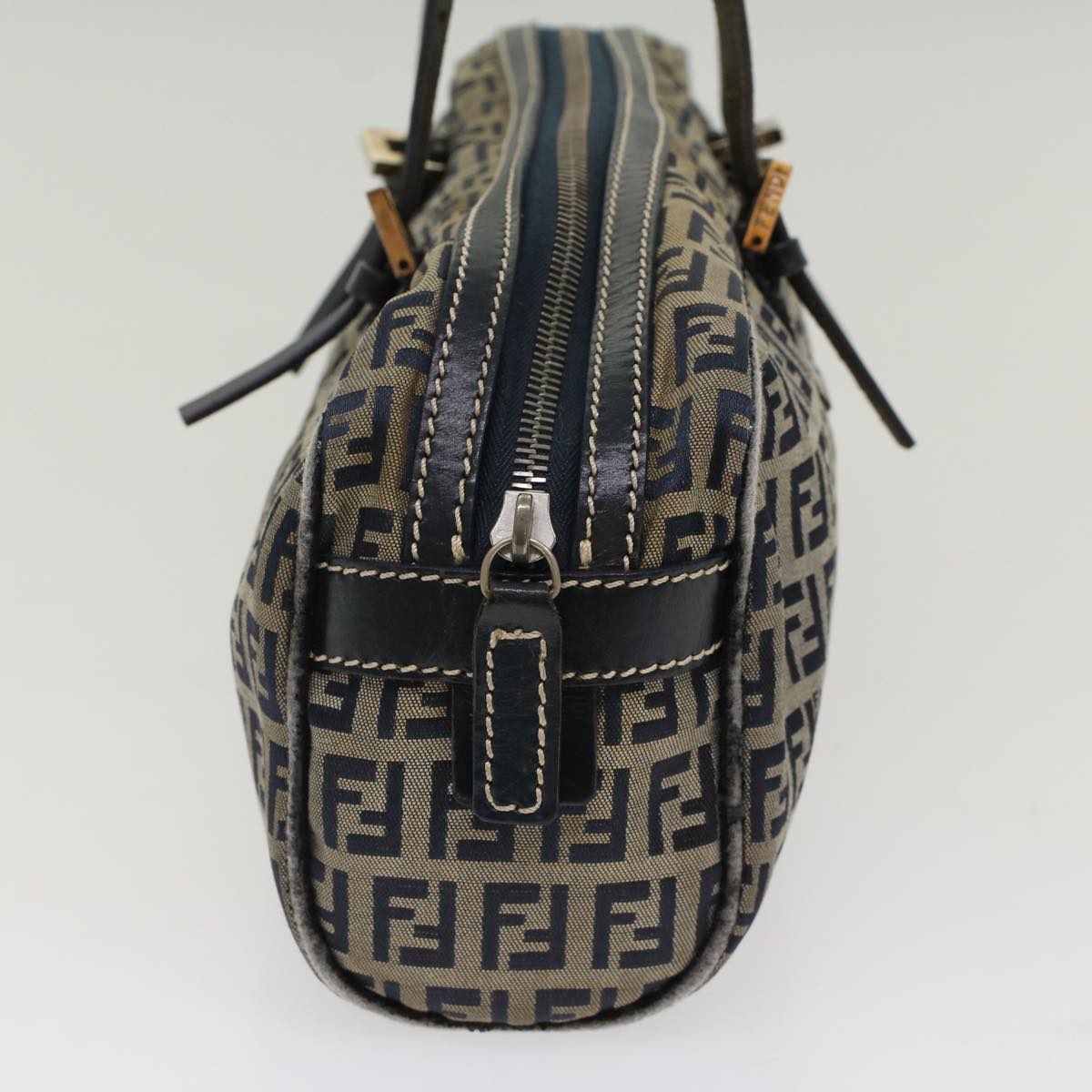 FENDI Zucchino Canvas Hand Bag Navy Auth 51041