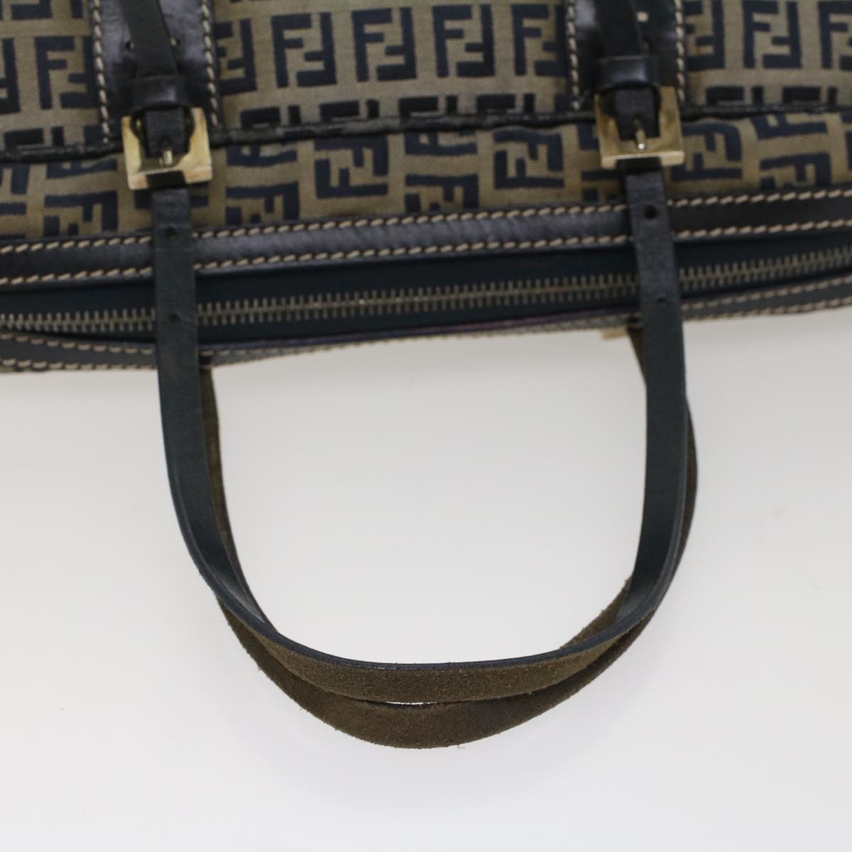 FENDI Zucchino Canvas Hand Bag Navy Auth 51041