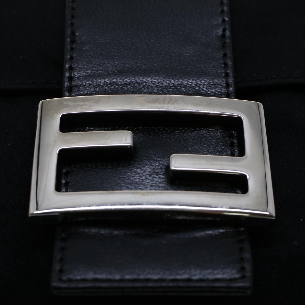 FENDI Mamma Baguette Shoulder Bag Nylon Black Auth 51049