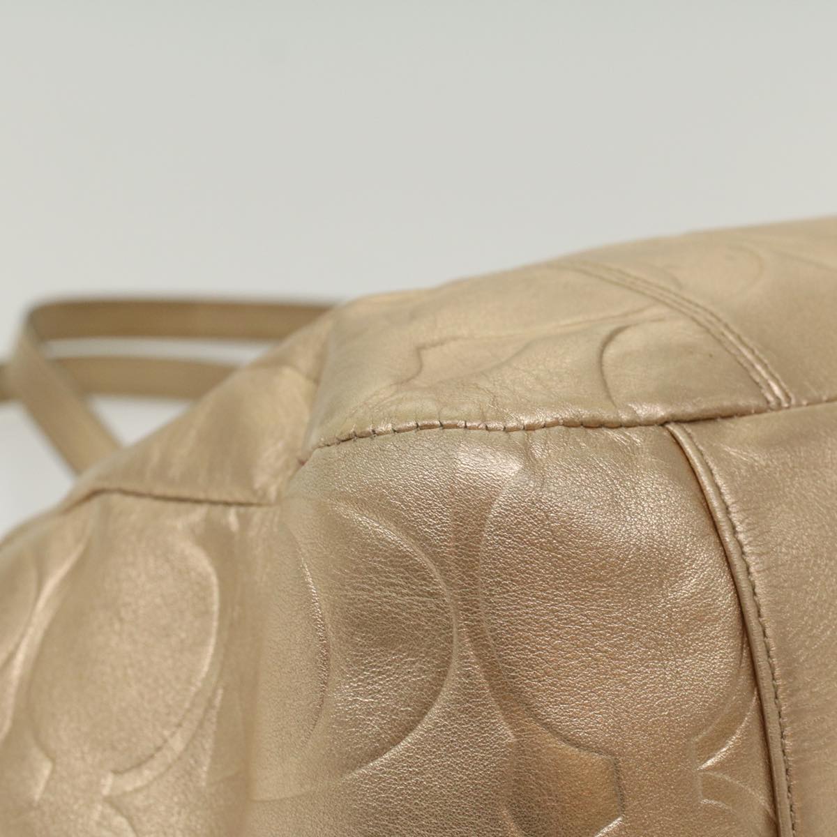 Coach Signature Hand Bag Canvas Gold Tone Auth 51058