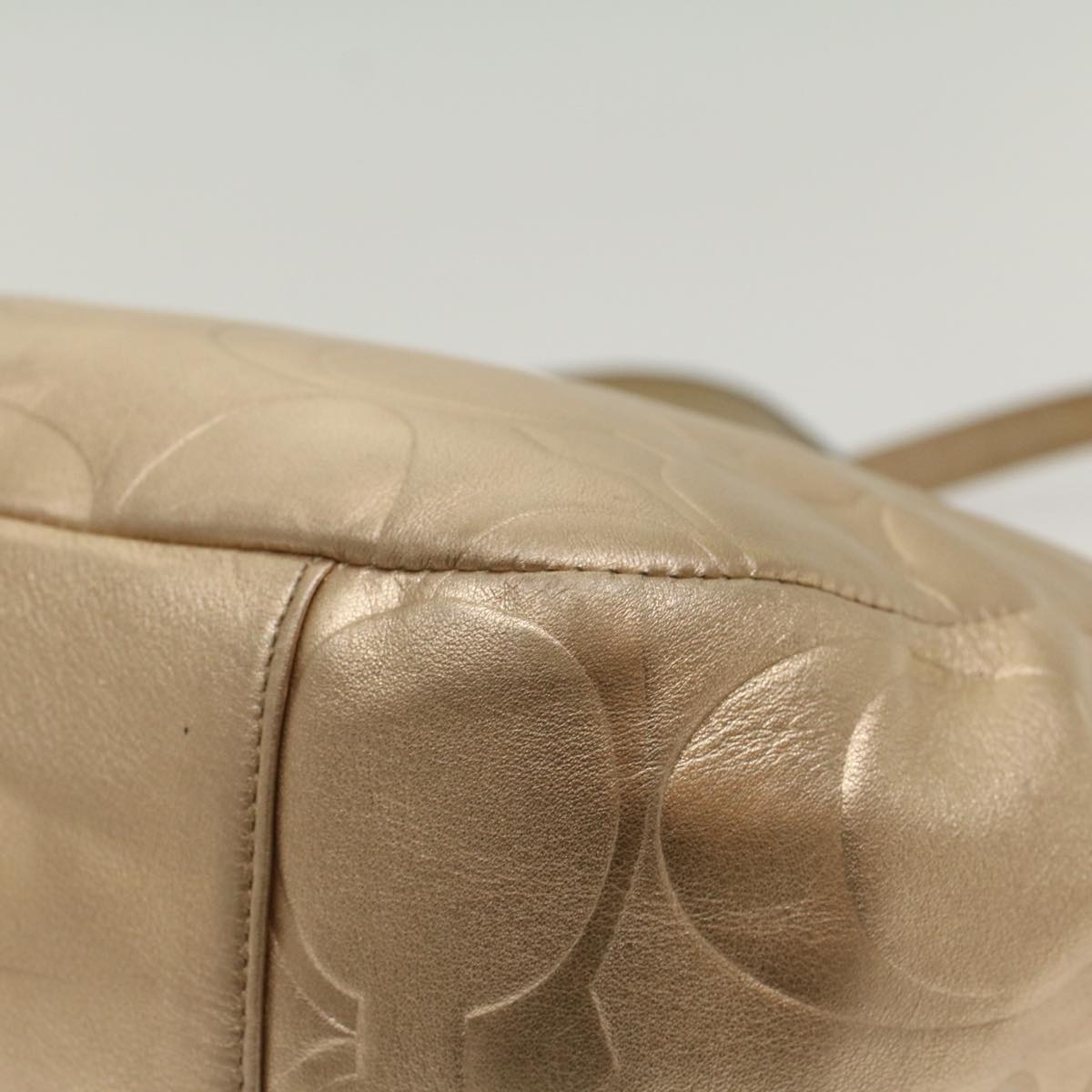 Coach Signature Hand Bag Canvas Gold Tone Auth 51058