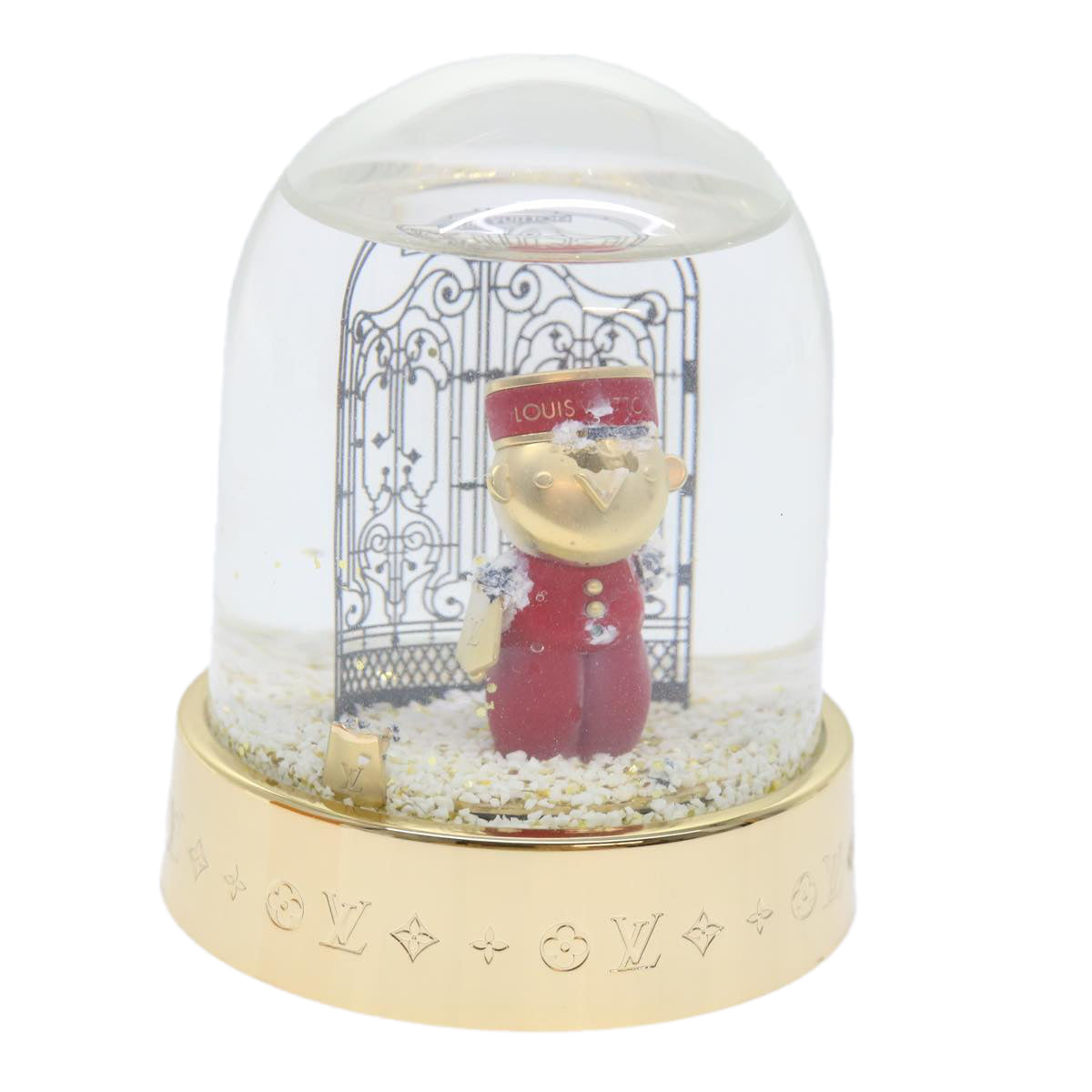 LOUIS VUITTON Gaston Snowball Snow Globe Clear Gold GI0550 LV Auth 51069