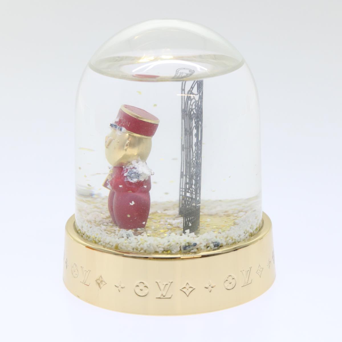 LOUIS VUITTON Gaston Snowball Snow Globe Clear Gold GI0550 LV Auth 51069