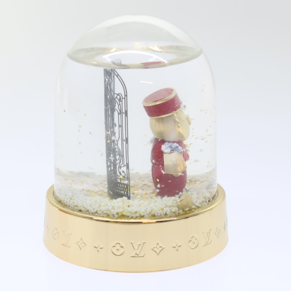 LOUIS VUITTON Gaston Snowball Snow Globe Clear Gold GI0550 LV Auth 51069