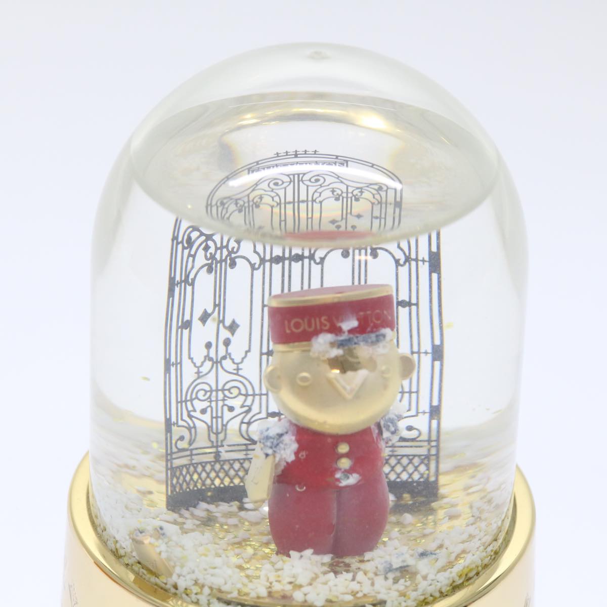 LOUIS VUITTON Gaston Snowball Snow Globe Clear Gold GI0550 LV Auth 51069