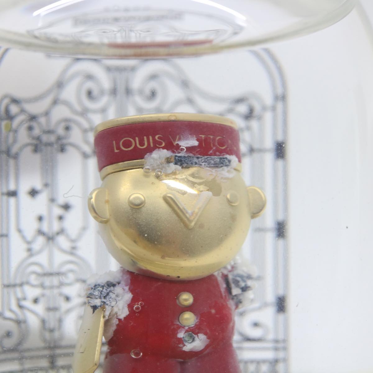 LOUIS VUITTON Gaston Snowball Snow Globe Clear Gold GI0550 LV Auth 51069