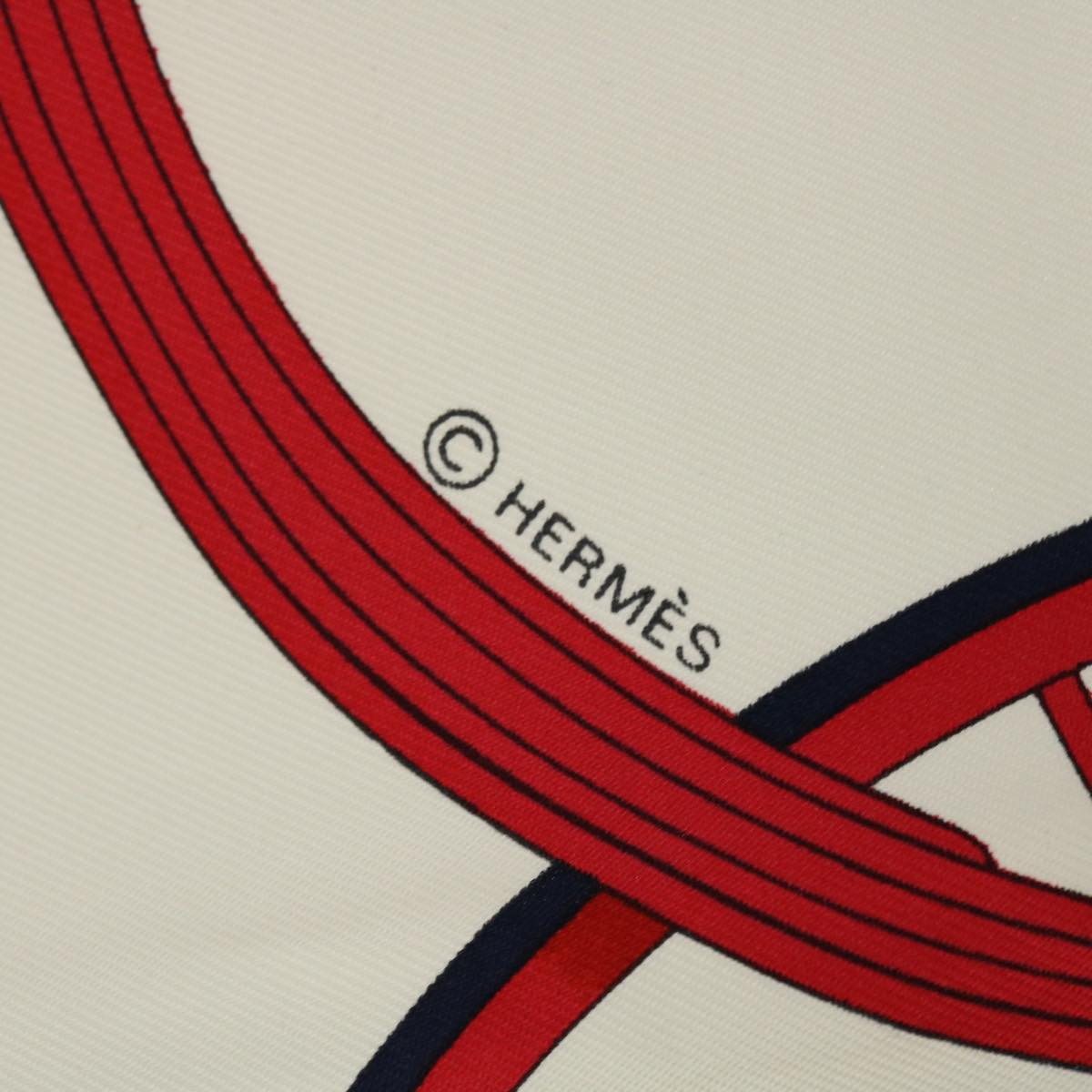 HERMES Carre 90 SPRINGS Scarf Silk White Blue Red Auth 51073