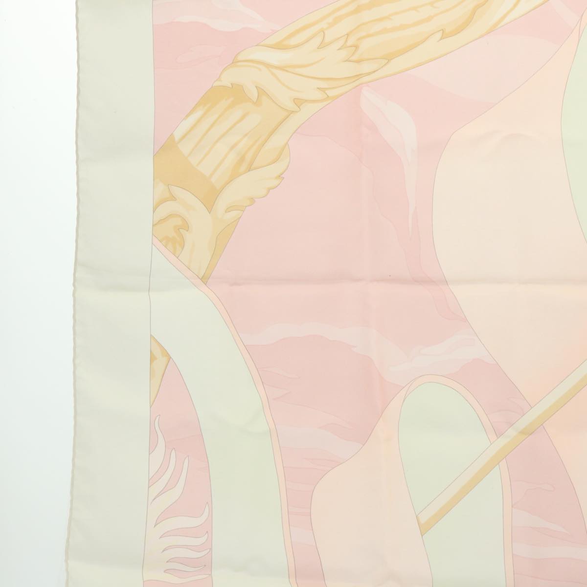 HERMES Carre 90 TURQUERIES 2 Scarf Silk Pink Beige Light blue Auth 51076