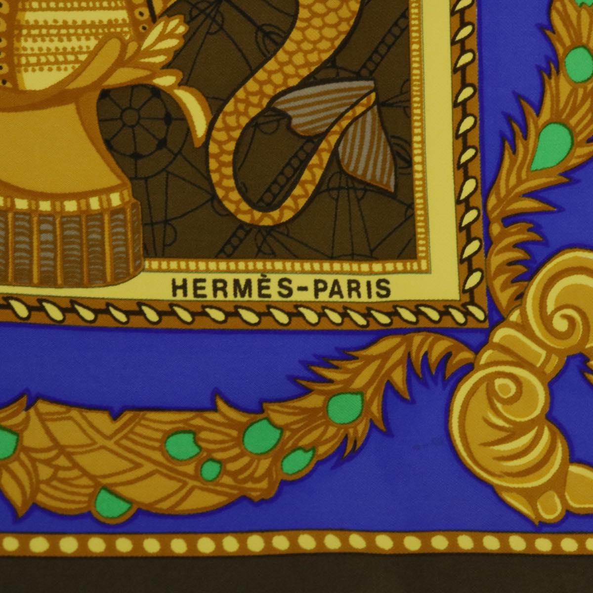 HERMES Carre 90 LES BISSONE DE VENISE Scarf Silk Blue Auth 51108
