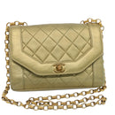 CHANEL Matelasse Turn Lock Chain Shoulder Bag Lamb Skin Gold CC Auth 51274A-1