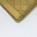 CHANEL Matelasse Turn Lock Chain Shoulder Bag Lamb Skin Gold CC Auth 51274A-12