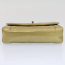 CHANEL Matelasse Turn Lock Chain Shoulder Bag Lamb Skin Gold CC Auth 51274A-8
