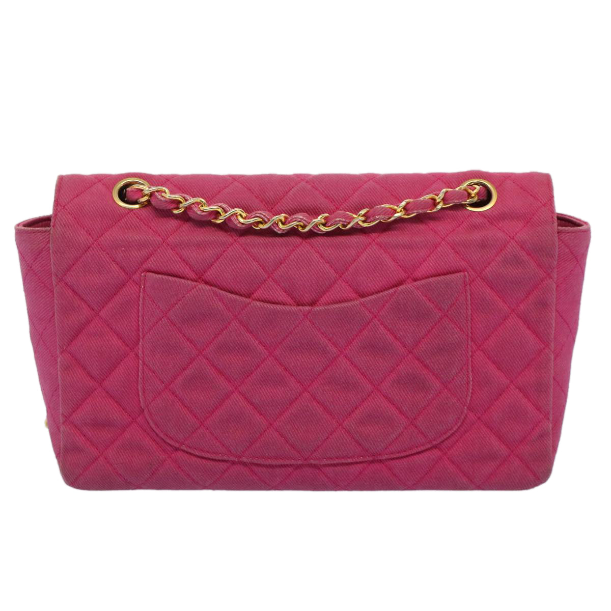 CHANEL Matelasse 25 Chain Flap Shoulder Bag Canvas Pink CC Auth 51276A - 0