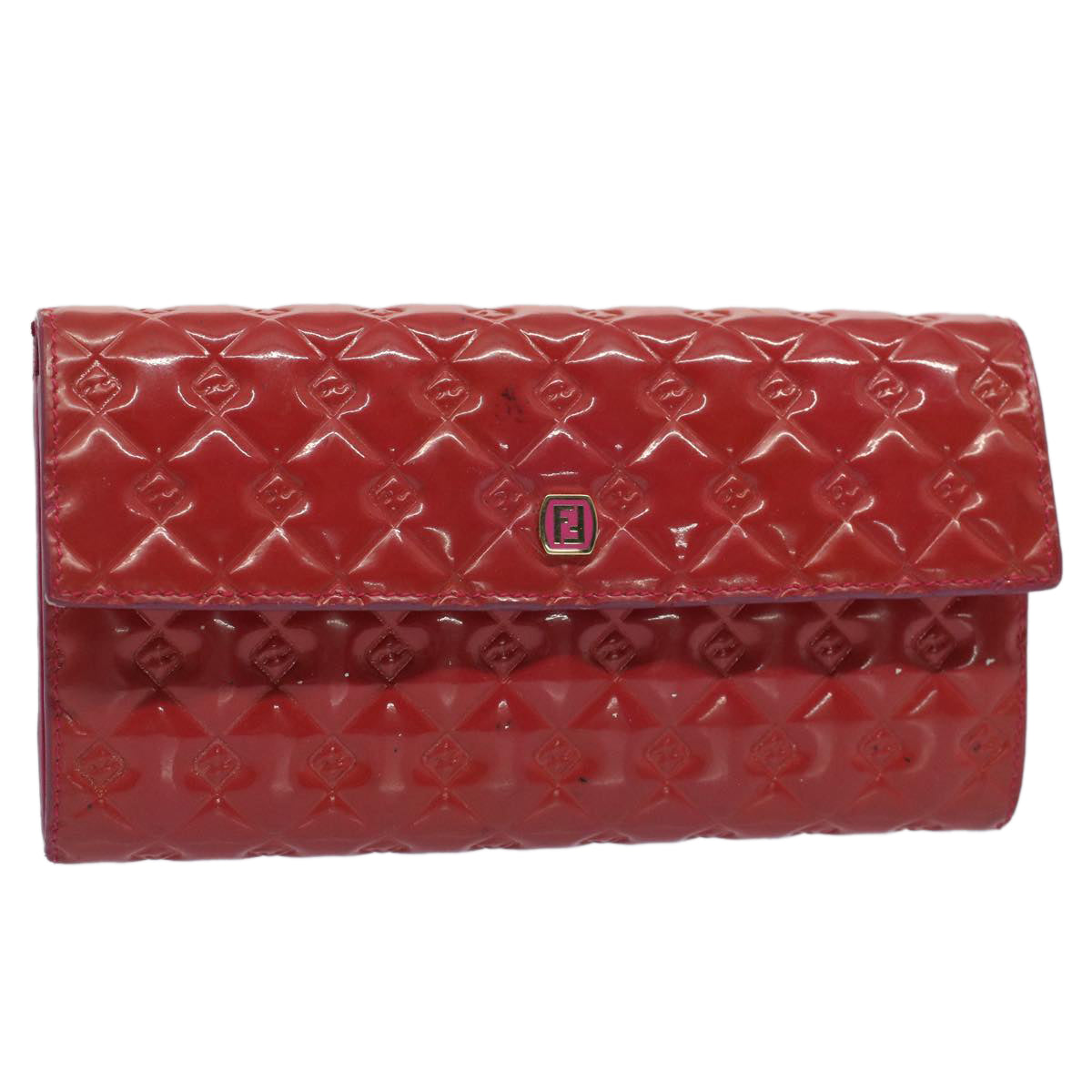 FENDI Long Wallet Patent leather Pink Auth 51304