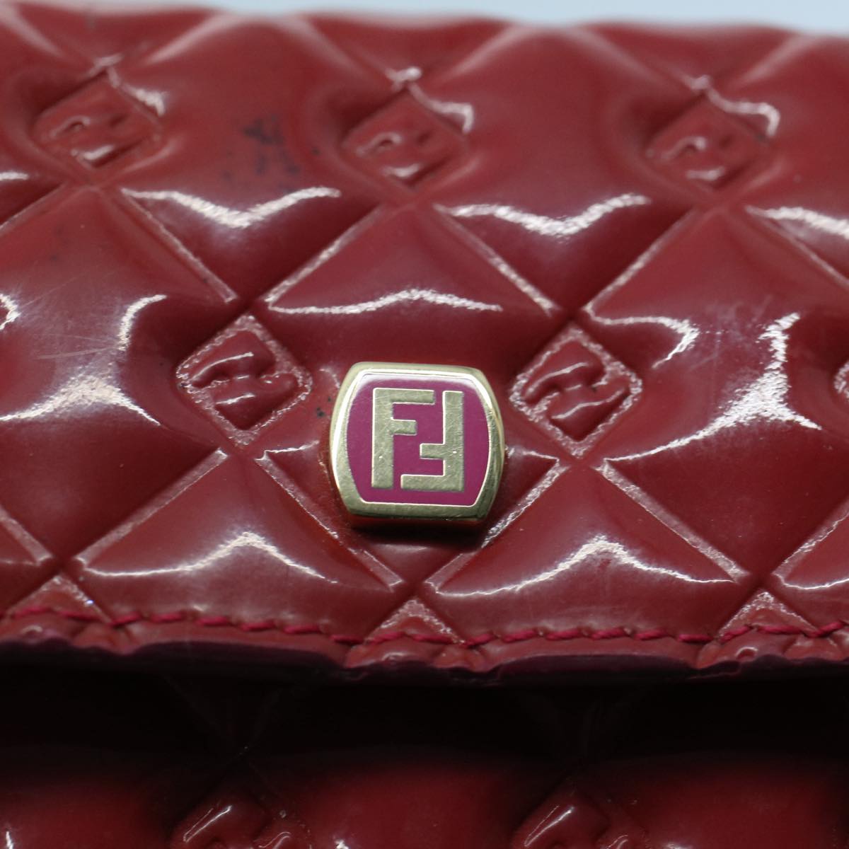 FENDI Long Wallet Patent leather Pink Auth 51304