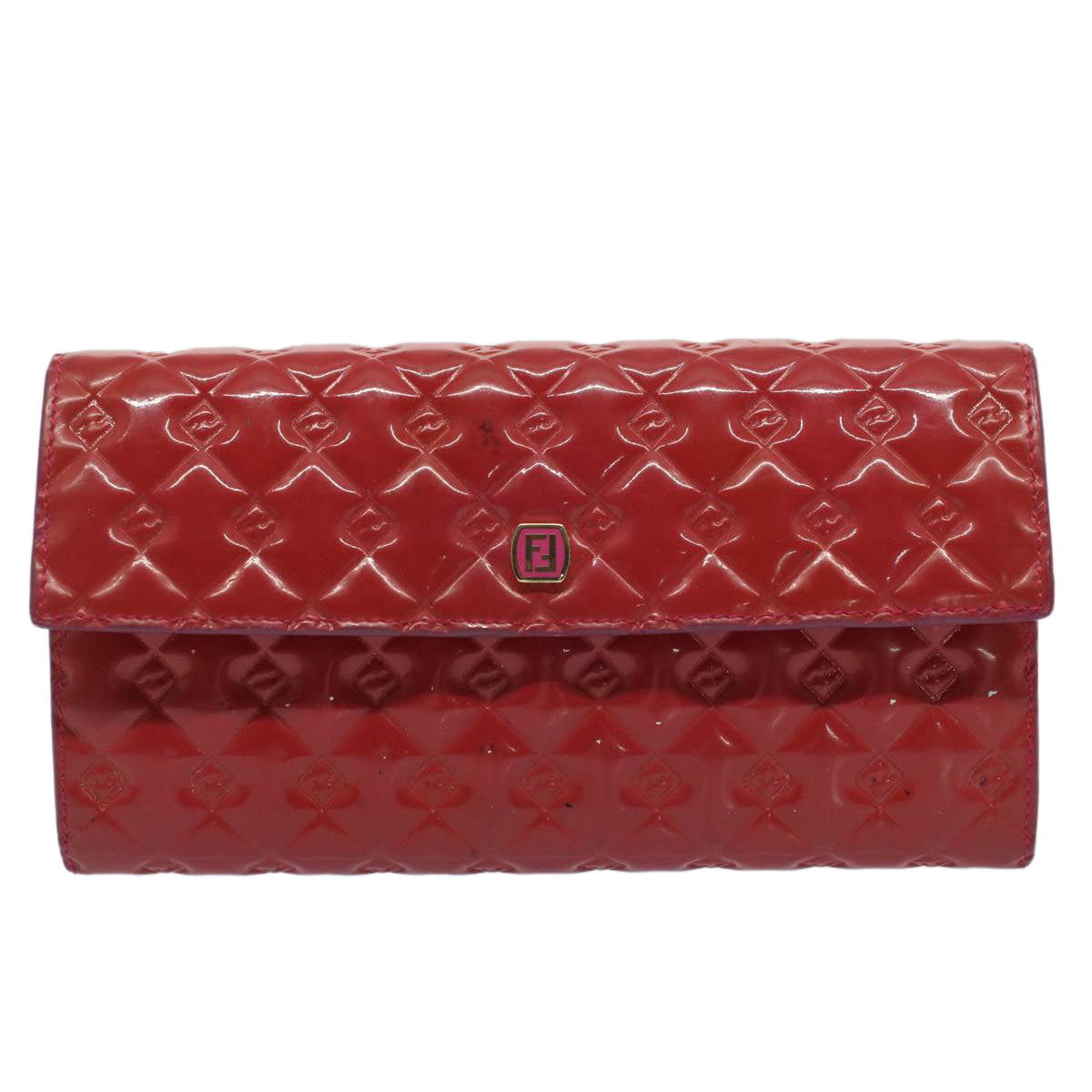 FENDI Long Wallet Patent leather Pink Auth 51304