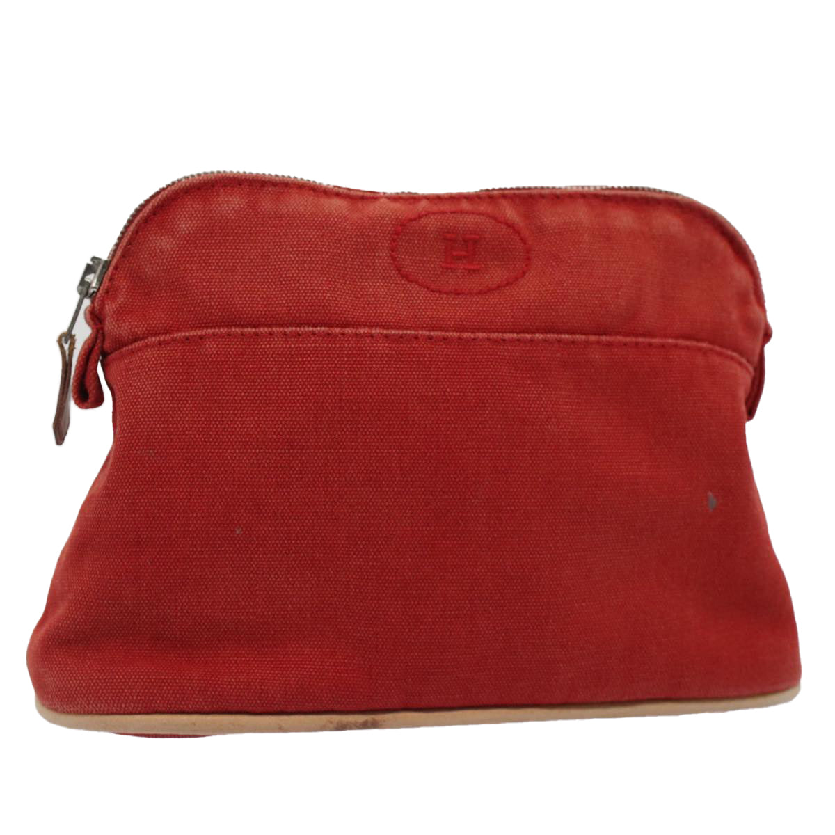 HERMES Pouch Canvas Red Auth 51305