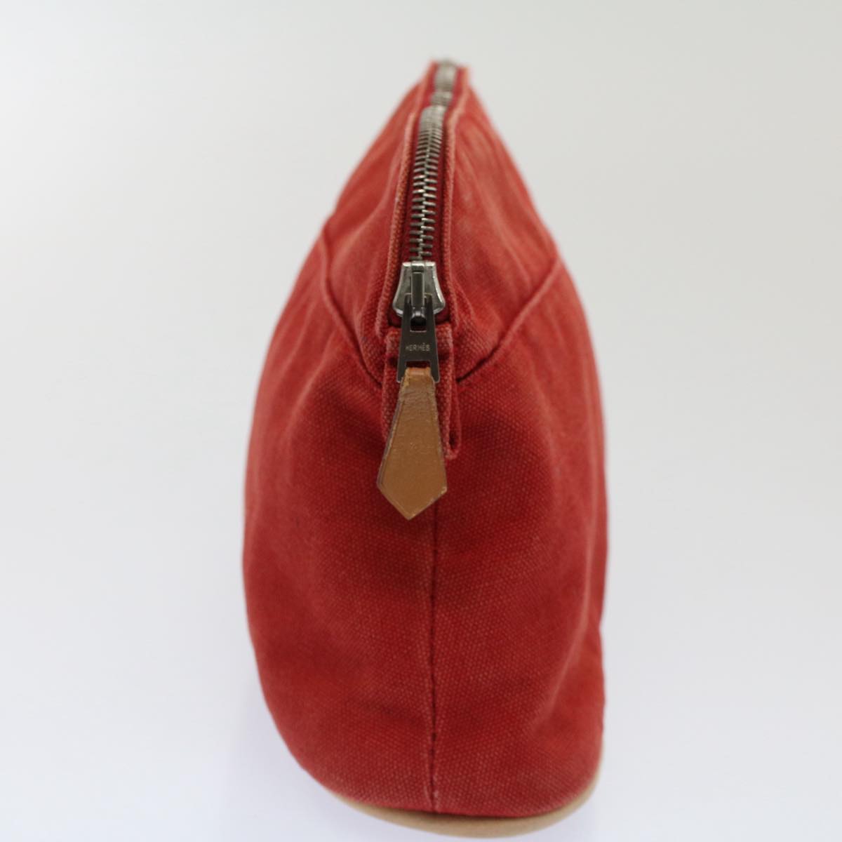 HERMES Pouch Canvas Red Auth 51305