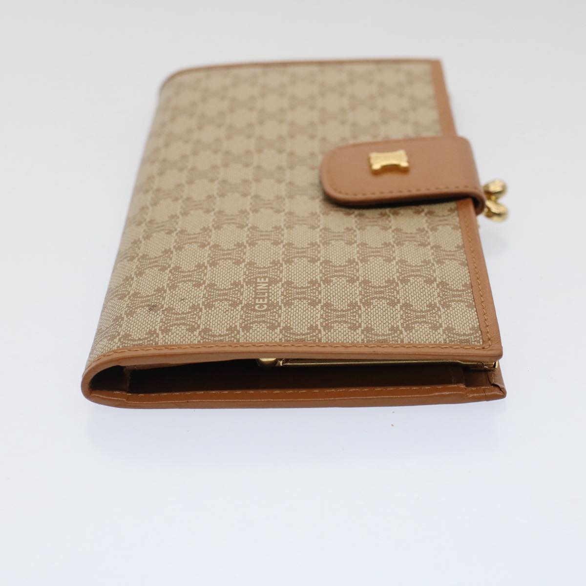 CELINE Macadam Canvas Long Wallet Beige Auth 51307