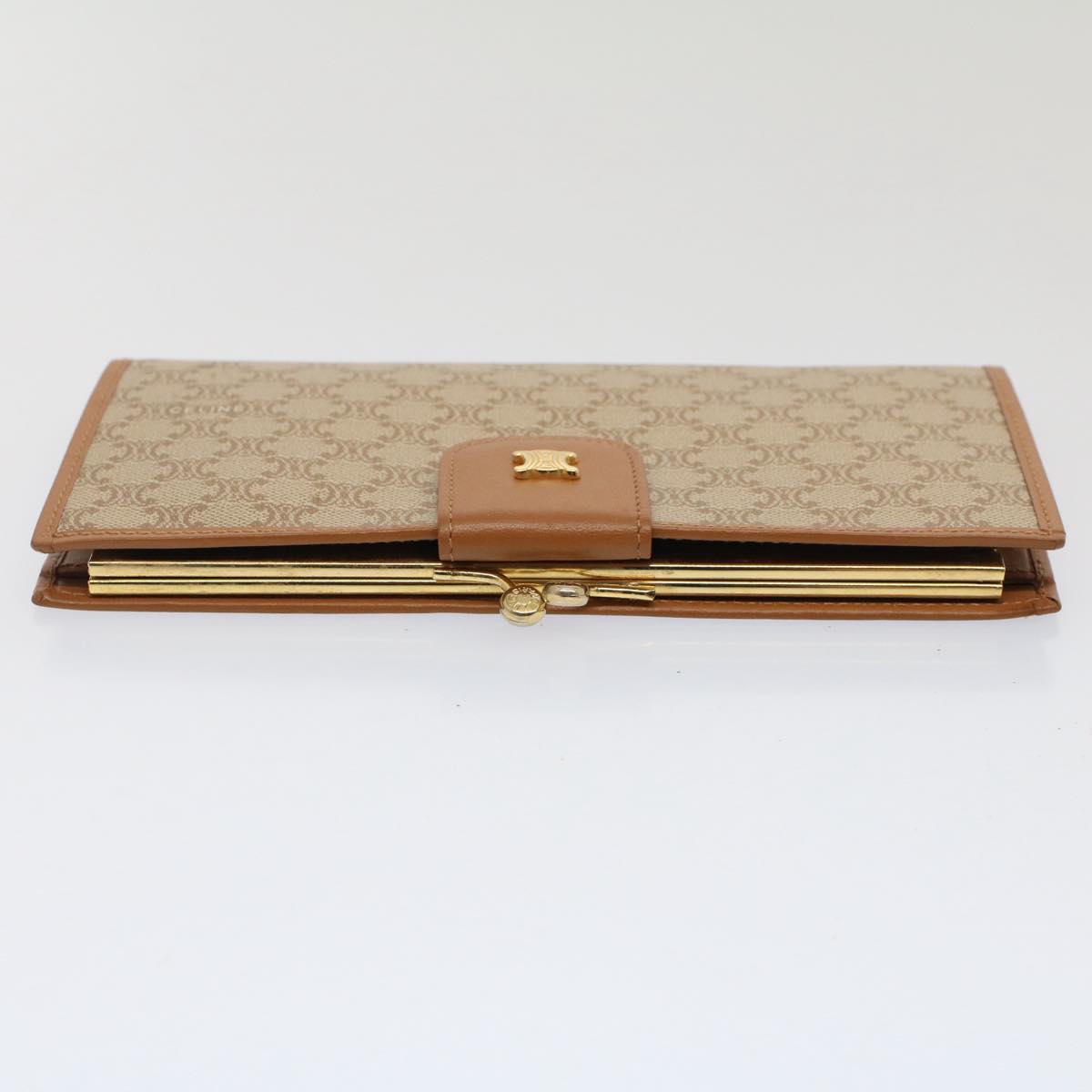 CELINE Macadam Canvas Long Wallet Beige Auth 51307