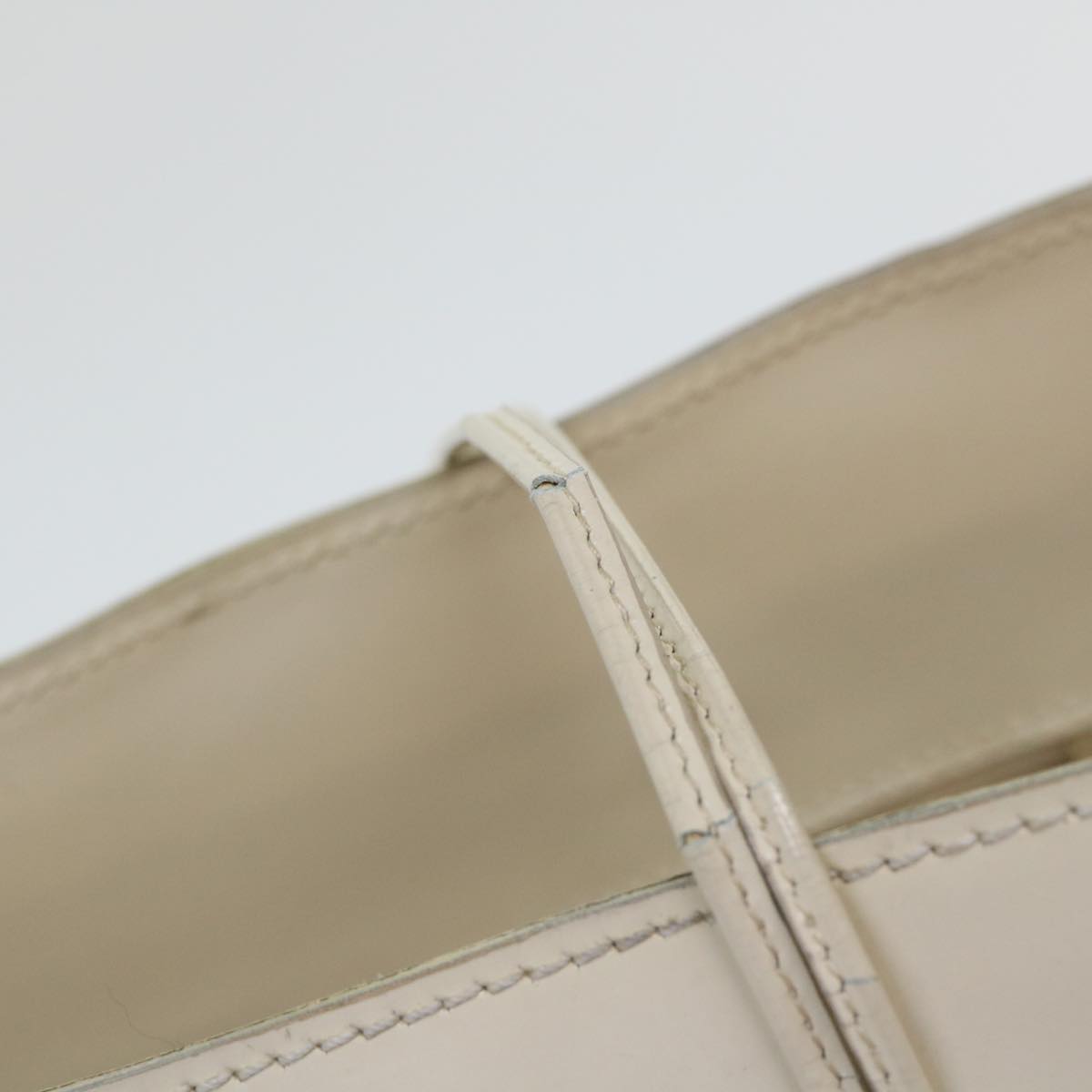 PRADA Tote Bag Patent leather White Auth 51330