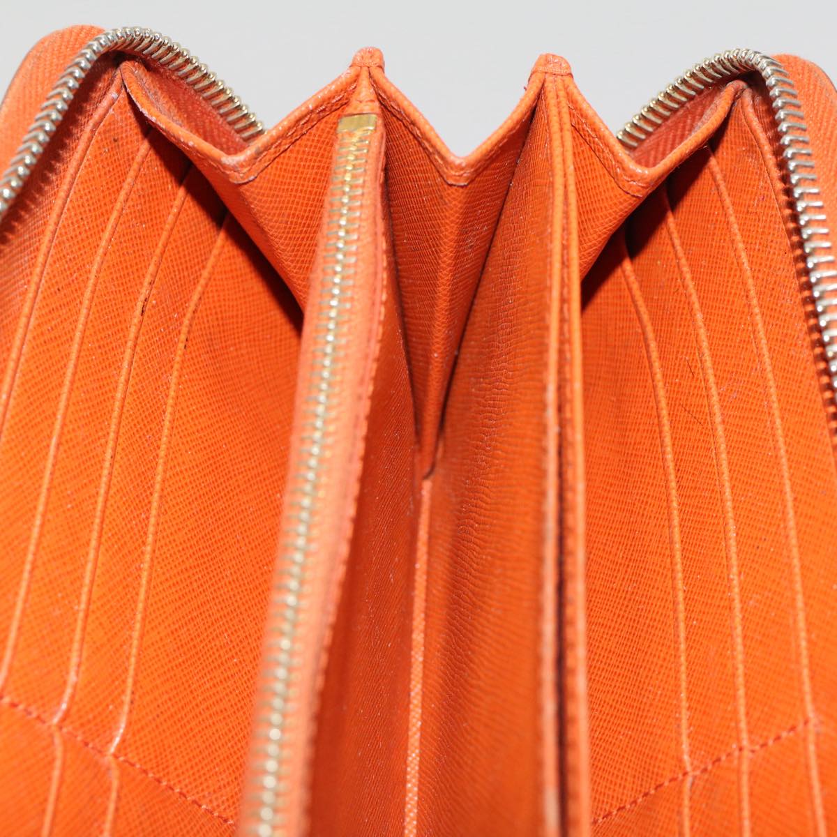PRADA Long Wallet Safiano leather Orange Auth 51338