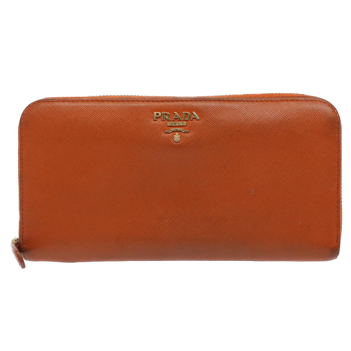 PRADA Long Wallet Safiano leather Orange Auth 51338 - 0
