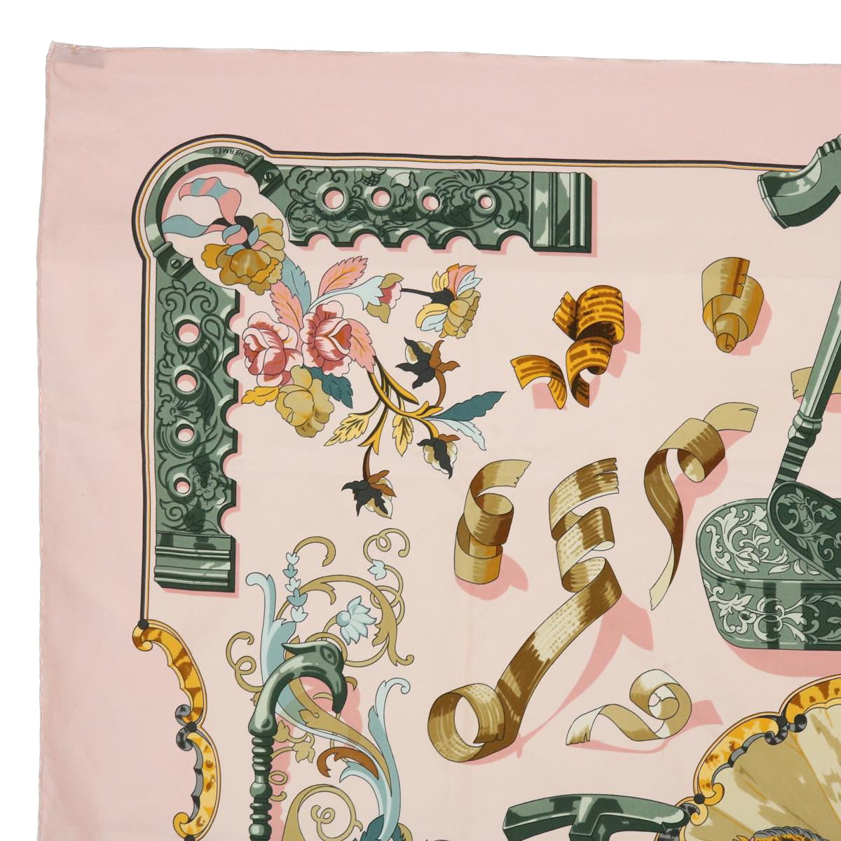 HERMES Carre 90 Copeaux Scarf Silk Pink Auth 51354 - 0