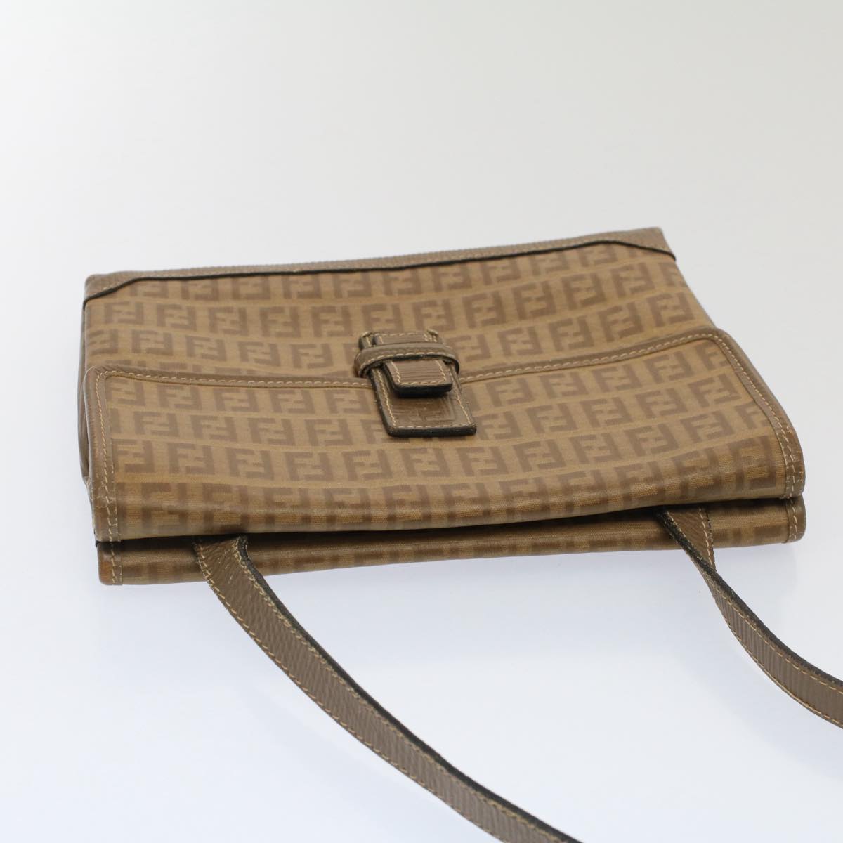 FENDI Zucchino Canvas Shoulder Bag Brown Auth 51367